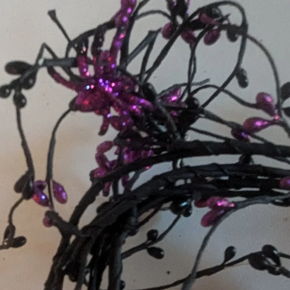 NWT Goth Spider Garland Halloween Decoration Purple Black Floral Ashland Decor